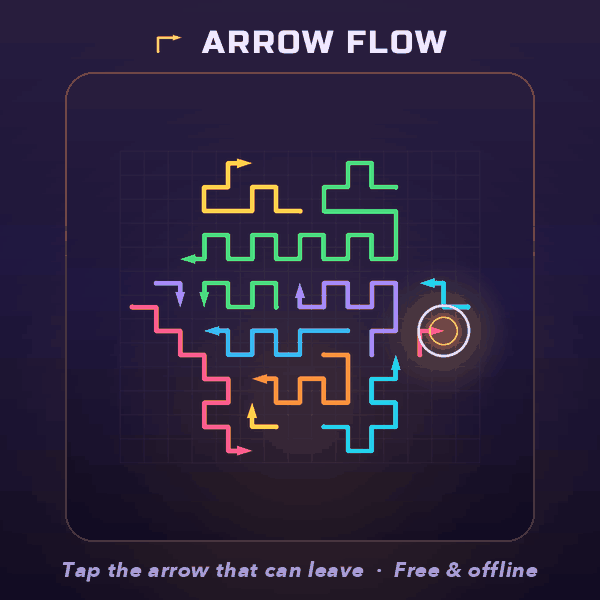 A level of Arrow Puzzle being solved: free arrows are tapped one by one and slide off the board until it is empty.
